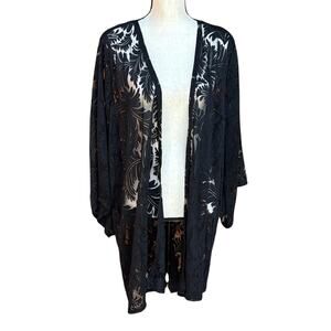 Siren Lily Maternity Black Boho Lace Duster Kimono - Women’s Plus Size 2X / 2XL